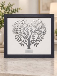 Engraved 25th Anniversary Gift Silver Heart Family Tree Plaque